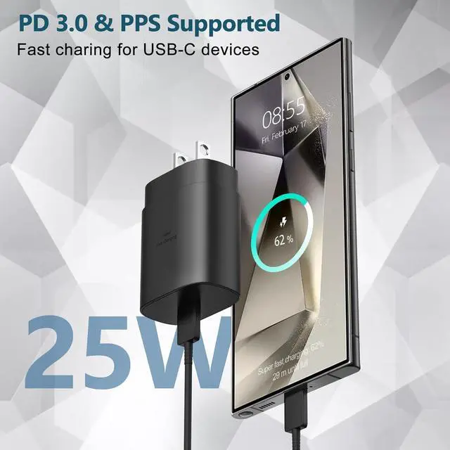 Alt view image 4 of 6 - USB C Fast Charger, 25W Samsung Charger Super Fast Charging Type C Android Phone Charger Block for Samsung Galaxy S24/S24 Ultra/S24+/S23 Ultra/S23/S23+/S22/S21/S20/Note 10/Note 20 with 6.6FT Cable
