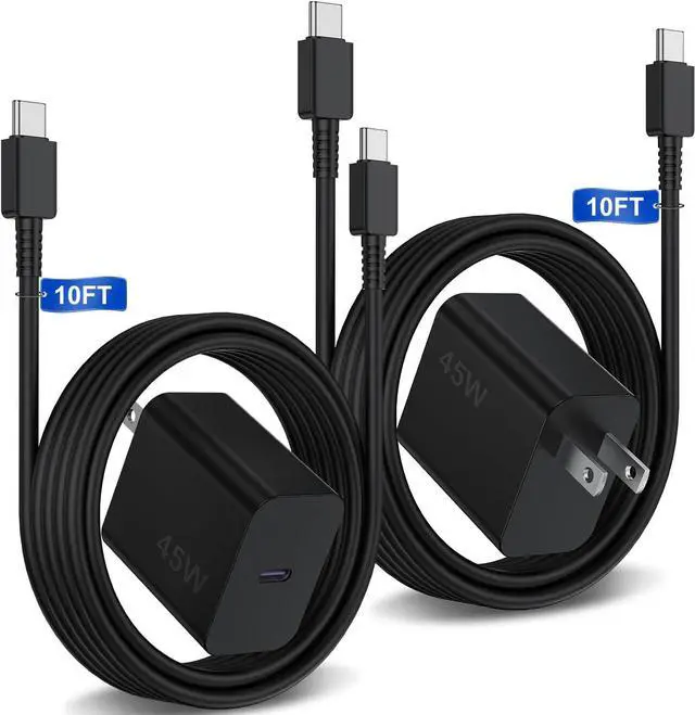 Main image of 2Pack 45W Super Fast Charger with Type C Cable 10ft, USB C Wall Charging Block Adapter and Android Phone Charger Cord Long for Samsung Galaxy S25/S24+/S23 Ultra/S23+/S22/S22+/S22 Plus/S21/Note 20