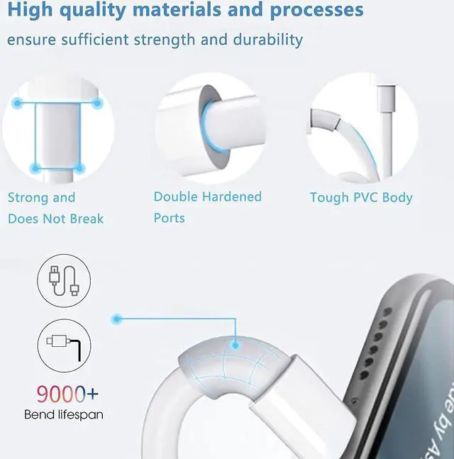 Alt view image 3 of 6 - iPhone Charger, 3PackMFi CertifiedLightning Cable Quick Fast Charging Cords and 3Pack USB Wall Charger Travel Plug Block Adapter Compatible with iPhone 14/13/12/11 Pro/Xs/XR/X/8 Plus and More