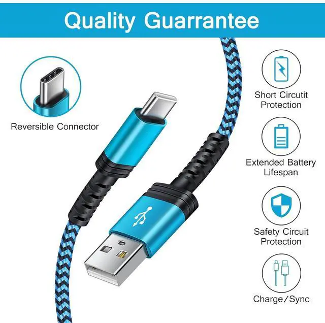 Alt view image 6 of 7 - S23 Type C Charger Cable Fast Charging USB C Android Phone Cord [6FT 2Pack] Compatible for  Galaxy S25 Ultra/S24 FE/S21 5G/S23/S22/S20/Z Flip 7/6/5/Z Fold 7 6 5 4 Google Pixel 9a 8 iPhone 16 15
