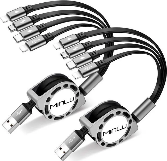 Main image of Multi Charging Cable 4A, 2Pack 4Ft Retractable Multi Fast Charger Cable, Multiple Charging Cord, 4 in 1 Multi USB Cable with Type C/Micro USB Ports for Cell Phones/IP/Galaxy/PS/Tablets/iPads