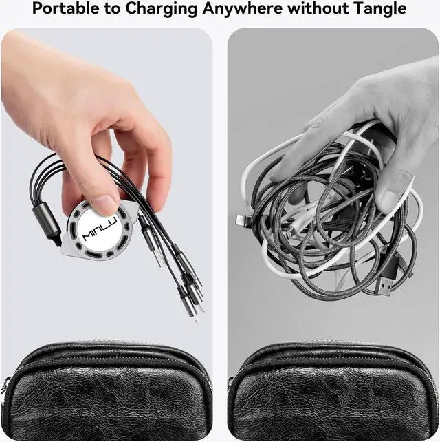 Alt view image 6 of 7 - Multi Charging Cable 4A, 2Pack 4Ft Retractable Multi Fast Charger Cable, Multiple Charging Cord, 4 in 1 Multi USB Cable with Type C/Micro USB Ports for Cell Phones/IP/Galaxy/PS/Tablets/iPads