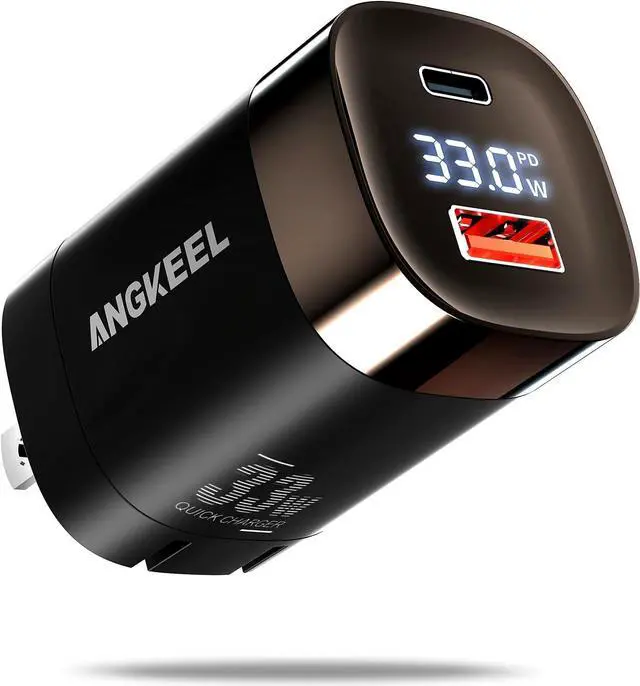 Main image of 33W USB C Wall Charger ANGKEEL Dual Port 30W Adapter GaN Type-C Block with LED Power Display, PD/PPS/QC 4.0 Fast Charging, Foldable Plug for iPhone 15 Pro Max/14/13, Samsung S23/S22, Pixel 7, iPad Air
