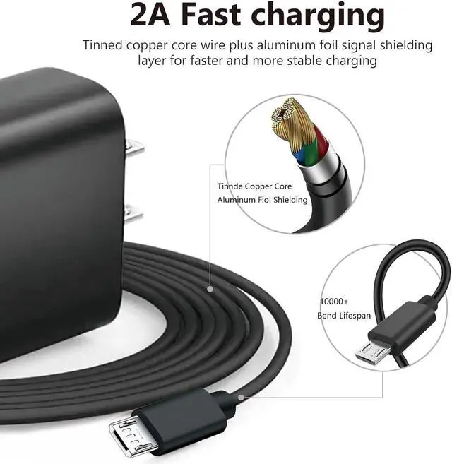 Alt view image 5 of 6 - Fast Wall Charger 5FT Charging Cable Cord fit for Alcatel Go Flip, Go Flip 3, Go Flip V, Alcatel Cingular Flip 2/3, Alcatel MyFlip 2, QuickFlip, Smartflip 4052r 5044C & flip Micro USB phone charge