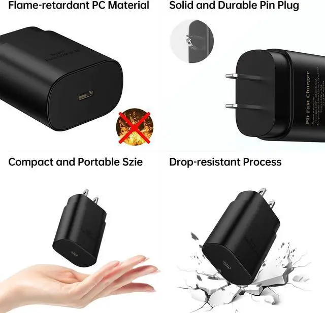 Alt view image 4 of 7 - 25W Super Fast Charger Type C Wall/Car Charger Combo Kit for Samsung Galaxy S25 S24 S23 S22 S21 Ultra Plus A53 A52 A14 A15 A25 A42 A32 Xcover 7 6 iPhone 1615 Pro Max Pixel 8 7 6a Moto LG USB C Cable