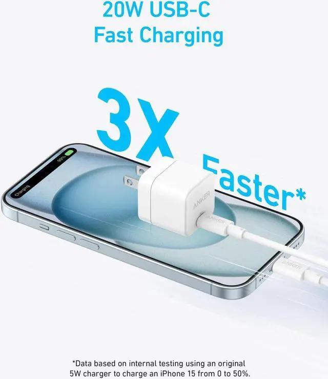 Alt view image 2 of 6 - USB C Charger Block with USB-C Cable 20W Charger Block for iPhone 16/15 and More Series Galaxy Pixel iPad Pro/Air/Mini Series (Pack of 2)