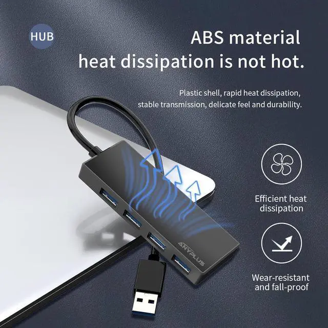 Alt view image 2 of 7 - USB 3.0 Hub, 4 Port USB Hub Splitter,Portable USB Adapter Mini Multiport Expander for Desktop, Laptop, Xbox, Flash Drive, HDD, Console, Printer, PC, Keyboards, HP, Dell0.85 ft