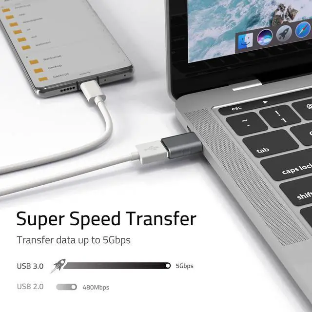 Alt view image 5 of 7 - USB C to USB Adapter Pack of 2 USB C Male to USB 3.0 Female Adapter Compatible with MacBook Pro Air 2024  Surface iPad  Notebook  XPS and More Type C Devices Space Grey