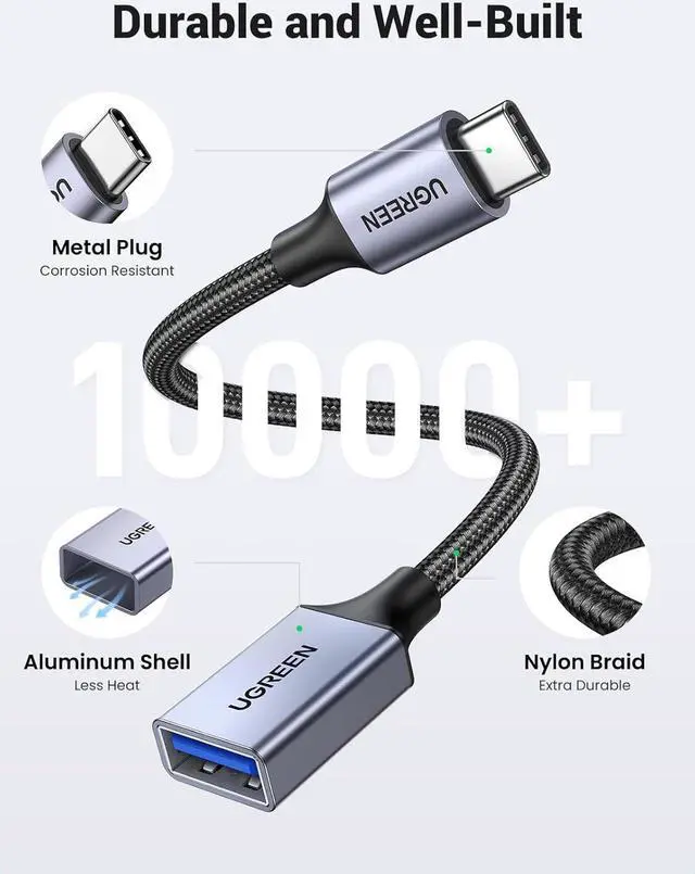 Alt view image 7 of 7 - USB C to USB A 3.2 Adapter USB C Male to USB Female Adapter Nylon Braid Type C OTG Cable Compatible with iPhone 16 15 Pro  S23 Ultra MacBook Pro 2022 MacBook Air/Mini iPad