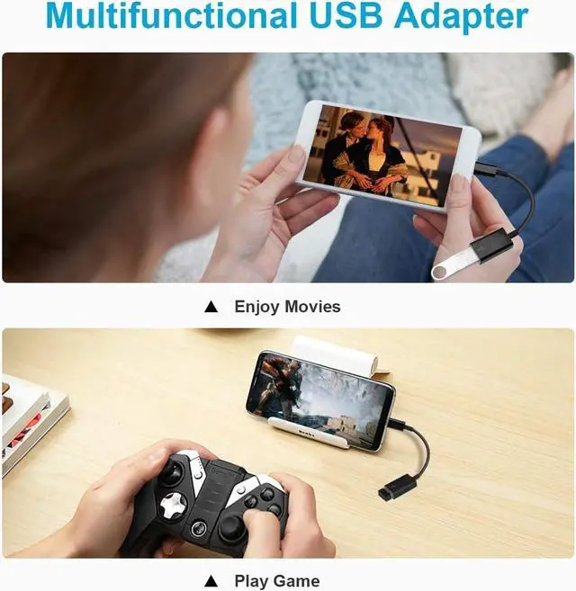 Alt view image 5 of 6 - USB C to USB Adapter [2 Pack] Type-C OTG Cable Type C Male to USB A Female Usb to Usbc-c Adapter Compatible with Macbook Pro/Air iPad Pro 2022 2021 2020 Galaxy S23 S22 Ultra Note 10 S9 S8 (Black)