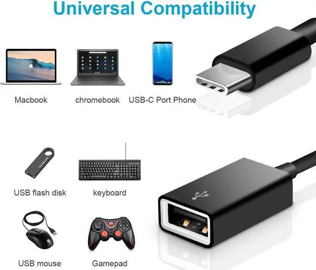 Alt view image 3 of 6 - USB C to USB Adapter [2 Pack] Type-C OTG Cable Type C Male to USB A Female Usb to Usbc-c Adapter Compatible with Macbook Pro/Air iPad Pro 2022 2021 2020 Galaxy S23 S22 Ultra Note 10 S9 S8 (Black)