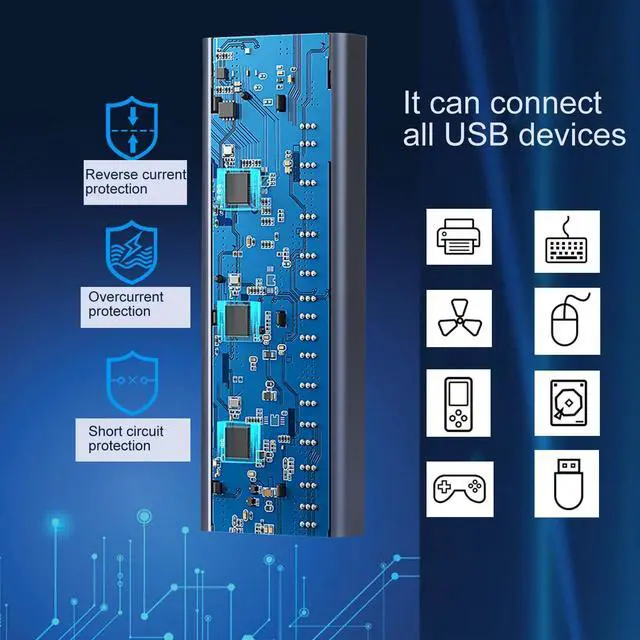 Alt view image 6 of 7 - Aluminum USB 3.0 hub with Charging Function, Power Adapter,Individual Power swiches (Silver Gray-10 Ports)