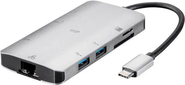 Main image of Monoprice 135509 USB-C to HDMI Adapter - Aluminum Body with Gigabit Ethernet, 3-Port USB 3.0, SD/MicroSD Reader, USB-C 100W, Power Delivery 3.0 Ports - Consul Series