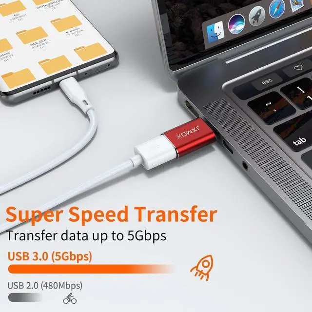 Alt view image 2 of 6 - USB C to USB Adapter [2-Pack] Thunderbolt 3 to USB 3.0 OTG Converter Compatible MacBook Pro/Air 2019 2018 2017 Chromebook Pixelbook  Surface Go Galaxy S8 S9 S10 S20 S21 S22 Note 10 20 (Red)