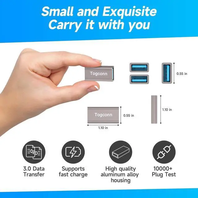 Alt view image 2 of 5 - 4 Pack USB 3.0 Female to Female Adapter - High Speed USB Extension Connector for Connecting Two Male Ends Cables