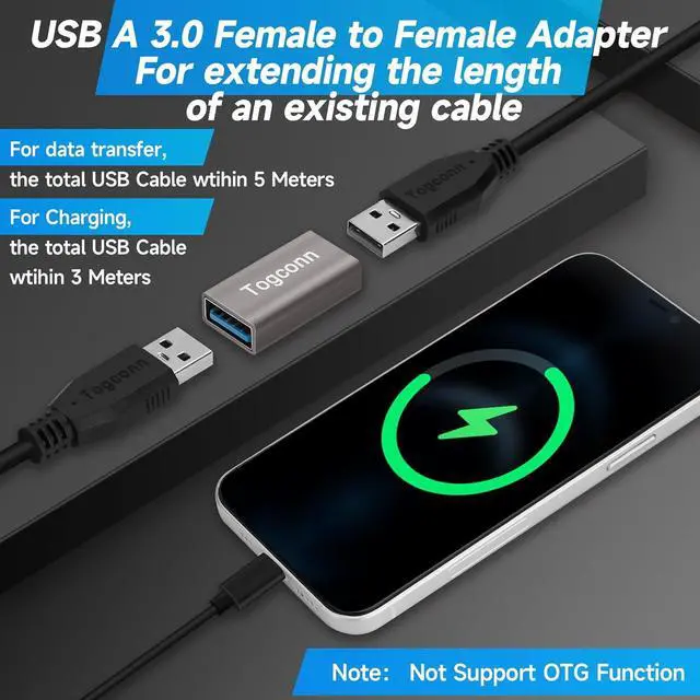 Alt view image 4 of 5 - 4 Pack USB 3.0 Female to Female Adapter - High Speed USB Extension Connector for Connecting Two Male Ends Cables