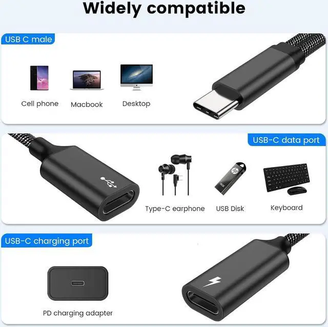 Alt view image 3 of 6 - USB C Splitter USB C to USB C Female Adapter USB Y Splitter Cable(NOT for Monitor)USB C Male to 2USB-C Female Cord Double USB C Port Hub USB C Charging Split Adapter for Mac Xbox One PS5 Laptop