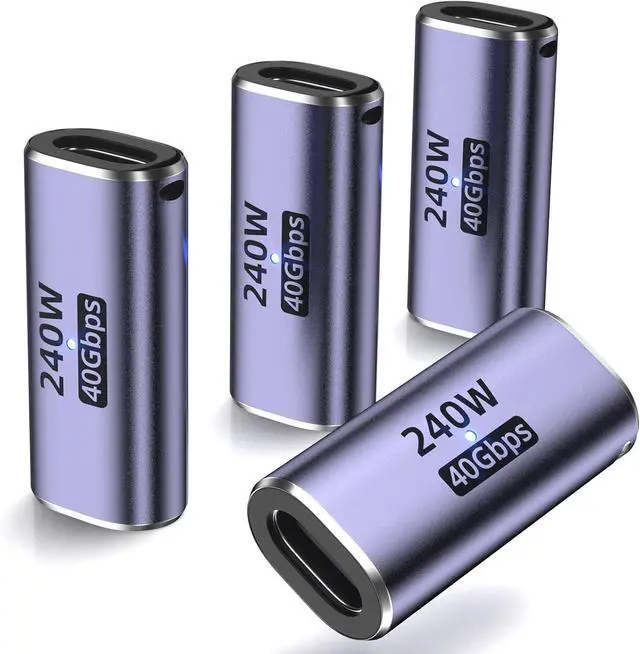 Main image of USB-C Coupler (4 Pack) - Female to Female Adapter PD 240W 40 Gbps 8K 60Hz Video Compatible with Thunderbolt 4/3 MacBook Pro/Air USB-C HUB & More Type C Devices
