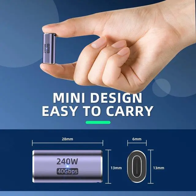 Alt view image 3 of 7 - USB-C Coupler (4 Pack) - Female to Female Adapter PD 240W 40 Gbps 8K 60Hz Video Compatible with Thunderbolt 4/3 MacBook Pro/Air USB-C HUB & More Type C Devices