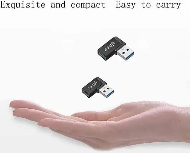Alt view image 4 of 5 - 90 Degree Right Angle USB 3.0 Male to Female Expansion Adapter for Connecting Mobile Hard Disk U Disk Wireless Network Card Camera Mouse Keyboard etc. - Black 2pack