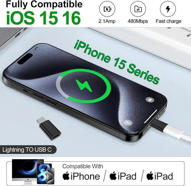 Alt view image 5 of 7 - 4Pack Lightning Female to USB C Male Charger Converter for iPhone 15/15Pro/15 Pro Max Plus  S23 S22 iPad Air PD Fast Charging&Data Transfer Not Audio/OTG Lightning to USB C Adapter