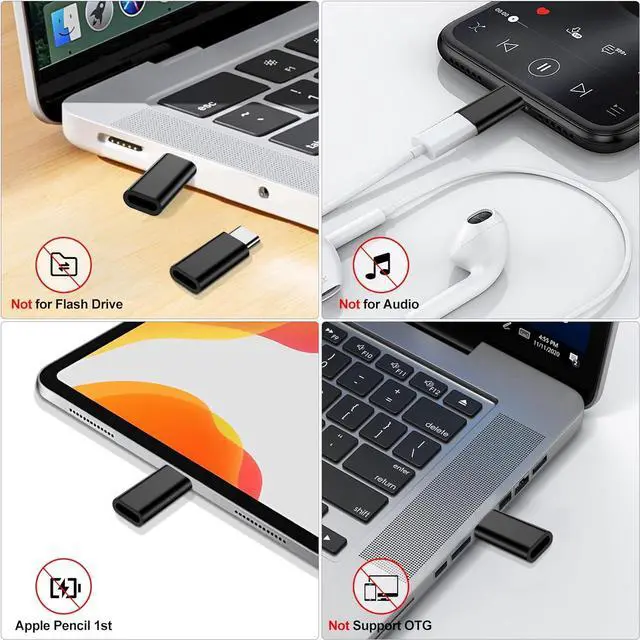 Alt view image 7 of 7 - 4Pack Lightning Female to USB C Male Charger Converter for iPhone 15/15Pro/15 Pro Max Plus  S23 S22 iPad Air PD Fast Charging&Data Transfer Not Audio/OTG Lightning to USB C Adapter