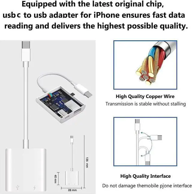 Alt view image 5 of 7 - USB C to USB Camera Adapter for iPhone 16 Portable USB C Male to Female USB OTG with Fast Charging Port for iPhone 16/16 Pro/16 Pro Max/15/15 Pro/15 Pro Max iPad Pro to USB Flash Drive/Keyboard/Mouse