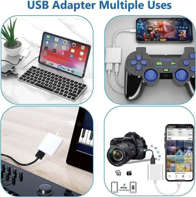 Alt view image 7 of 7 - USB C to USB Camera Adapter for iPhone 16 Portable USB C Male to Female USB OTG with Fast Charging Port for iPhone 16/16 Pro/16 Pro Max/15/15 Pro/15 Pro Max iPad Pro to USB Flash Drive/Keyboard/Mouse
