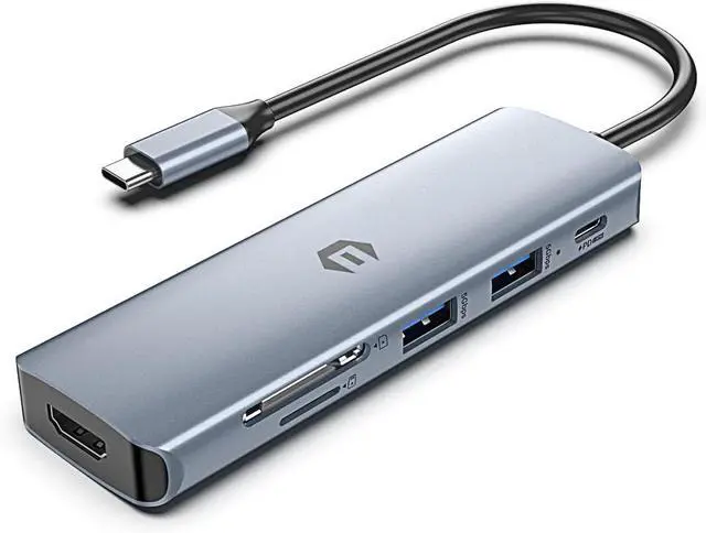 Main image of oditton USB C Hub, 6 in 1 Multi-Port Dock, 4K HDMI, 100W Power Delivery, 3 x USB 3.0, SD/TF Card Reader for Notebooks and Smart Devices, Supports Dell/HP/Surface and Various USB C Laptops