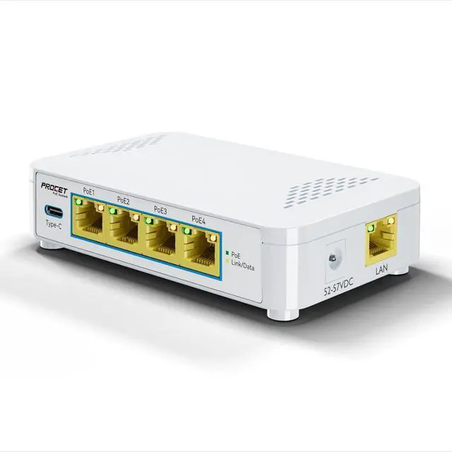 Alt view image 7 of 7 - EN-S4P1C 5 Port PoE Switch - 4 PoE+ Ports & 1 USB-C, Unmanaged Network Switch