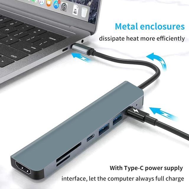 Alt view image 6 of 7 - USB C Hub,7 in 1 Adapter,Multiport Adapter with 4K HDMI, 1USB C & 2USB A, PD 100W, SD/TF, USB C Docking Station for MacBook Air/Pro, iPad, Windows, Steam Deck, Switch
