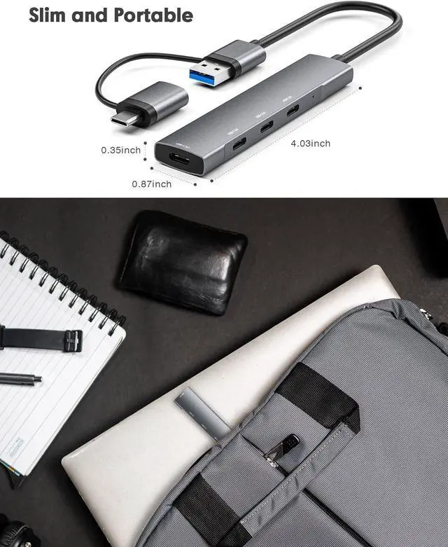 Alt view image 3 of 7 - USB C to USB C Hub,4-Port USB C Hub/USB to USB C Adapter,Data Transfer Only