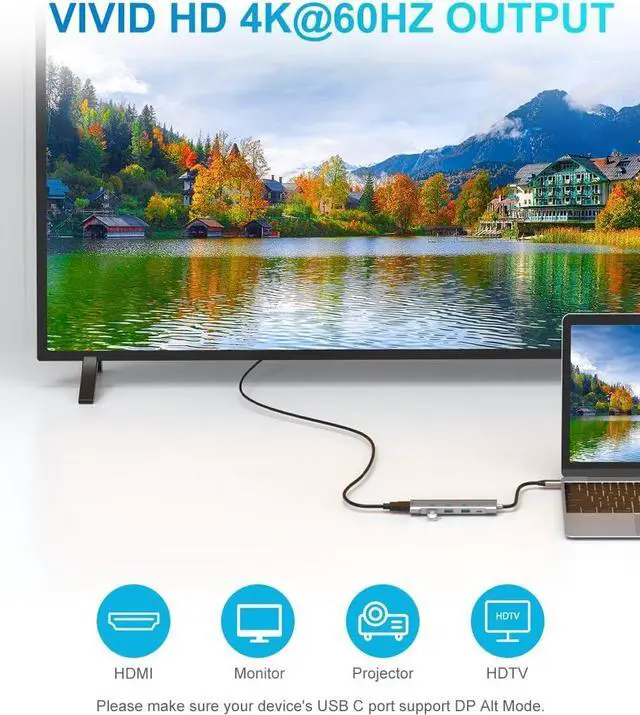 Alt view image 3 of 7 - USB C Hub,USB C Hub Multiport Adapter 4K@60Hz AorZ 5 in 1 USB C to Hdmi Adapter with 1 * 4K HDMI Output, 3*USB 3.0 Ports,1*PD, Adapter for MacBook,Steam Deck and Most Type C Devices