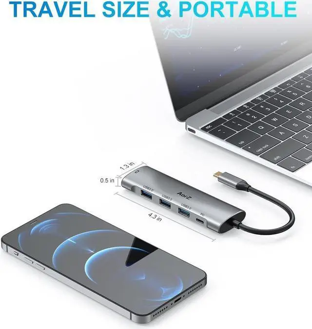 Alt view image 7 of 7 - USB C Hub,USB C Hub Multiport Adapter 4K@60Hz AorZ 5 in 1 USB C to Hdmi Adapter with 1 * 4K HDMI Output, 3*USB 3.0 Ports,1*PD, Adapter for MacBook,Steam Deck and Most Type C Devices
