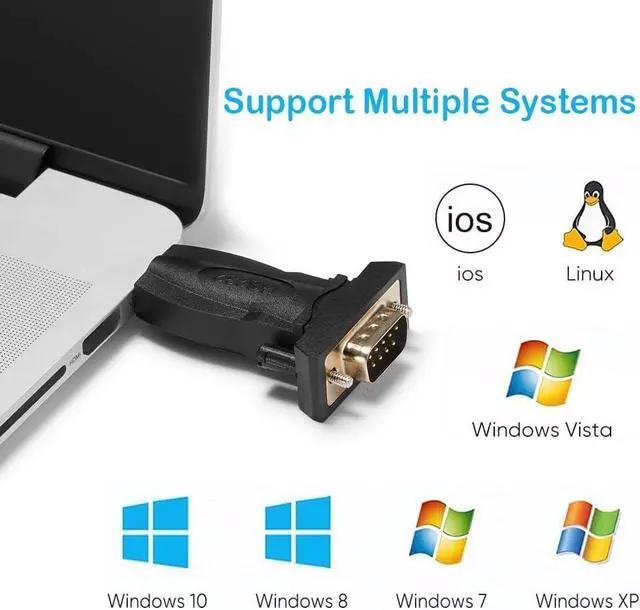 Alt view image 7 of 7 - USB to RS232 Adapter with FTDI Chip USB to DB9 Serial Female Converter Compatible with Windows 10 8.1 8 7 Vista XP Linux and Mac OS X 10.6 and Above Black