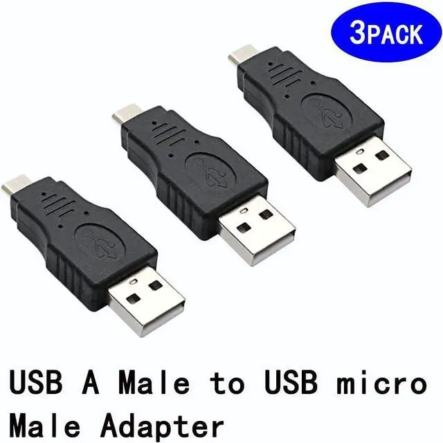 Alt view image 2 of 5 - USB 2.0 Adapter A Male to Micro Male Black (3 Pack) USB a Male to Micro Male Adaptor