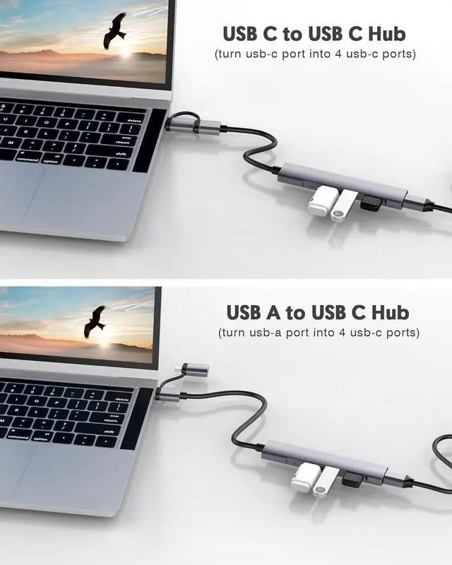 Alt view image 6 of 7 - USB C to USB C Hub,4-Port USB C Hub/USB to USB C Adapter,Data Transfer Only