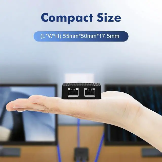 Alt view image 7 of 7 - Binardat 1 to 2 Gigabit Network Splitter, 3 Port Gigabit Ethernet Switch, Type-C Power Supply, Mini Size Plug and Play