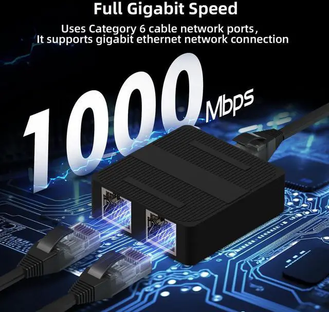 Alt view image 3 of 7 - Binardat 1 to 2 Gigabit Network Splitter, 3 Port Gigabit Ethernet Switch, Type-C Power Supply, Mini Size Plug and Play