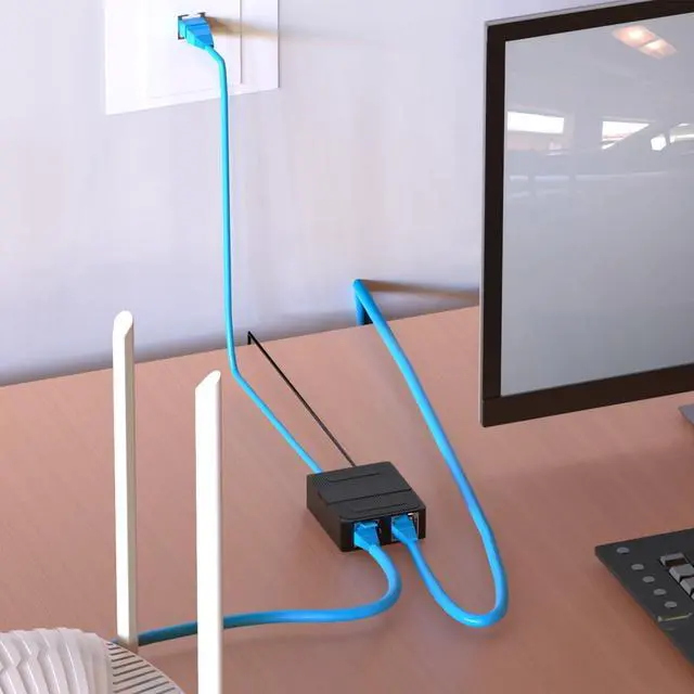 Alt view image 4 of 7 - Binardat 1 to 2 Gigabit Network Splitter, 3 Port Gigabit Ethernet Switch, Type-C Power Supply, Mini Size Plug and Play