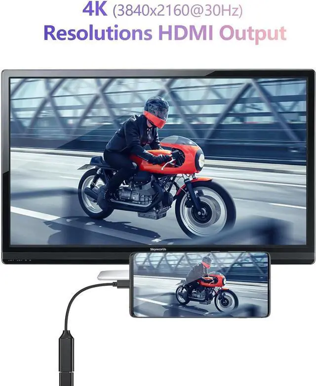 Alt view image 5 of 6 - USB C to HDMI Adapter 4K USB Type-C to HDMI Adapter [Thunderbolt 3/4 Compatible] with iPhone 15 Pro/Max MacBook Pro/Air 2023 iPad Pro iMac S23 XPS Surface and More