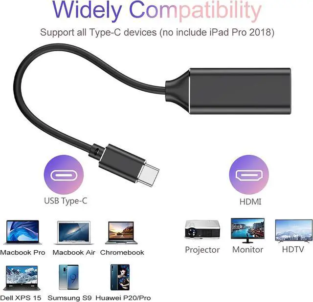 Alt view image 6 of 6 - USB C to HDMI Adapter 4K USB Type-C to HDMI Adapter [Thunderbolt 3/4 Compatible] with iPhone 15 Pro/Max MacBook Pro/Air 2023 iPad Pro iMac S23 XPS Surface and More