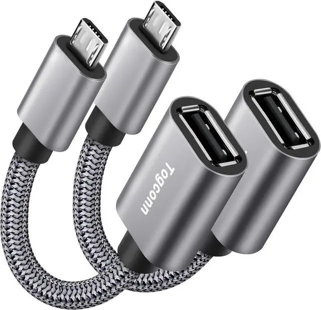 Main image of Micro USB to USB Adapter 2Pack Micro USB 2.0 OTG Cable On The Go Converter Nylon Braided Aluminum Shells Micro USB Male to USB Female for S7 LG Flash Drive Mouse Keyboard Game Controller