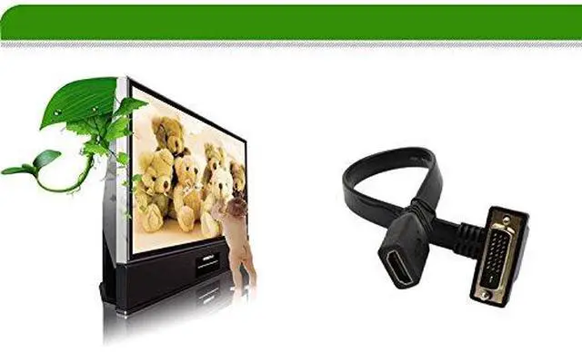 Alt view image 7 of 7 - DVI to HDMI Cable Gold-Plated 90 Degree Angle DVI 24 1 Male to HDMI Female 1080p Video Converter - Flat, DVD & Projector Adapter