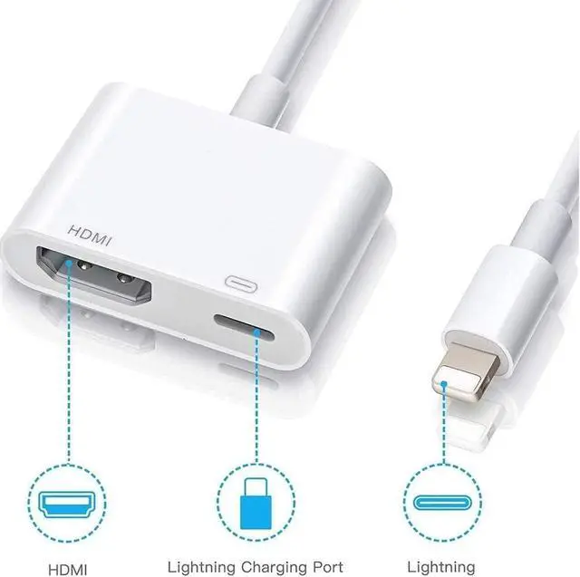 Alt view image 2 of 7 - Apple MFi Certified Apple Lightning to HDMI Adapter for iPhone to TV 1080P Digital AV Adapter Sync Screen with Lightning Charging Port for iPhone 14 13 12 11 XS XR X 8 7 iPad to TV/Projector/Monitor