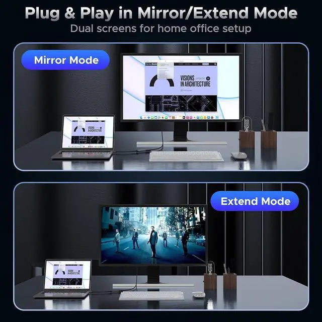 Alt view image 4 of 6 - 4K Mini DisplayPort to HDMI Adapter [UHD Gold-Plated Plug Aluminum Case Super Slim] Thunderbolt to HDMI Converter Compatible for MacBook Air/Pro Surface Pro/Dock Monitor/Projector