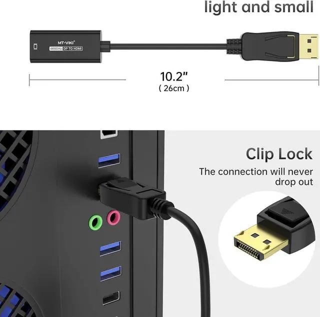 Alt view image 5 of 5 - 4K@60Hz DP to HDMI Adapter Displayport 1.2 to HDMI 2.0 Adapter 2K@120Hz DP Source to HDMI Monitor-Male to Female Unidirectional