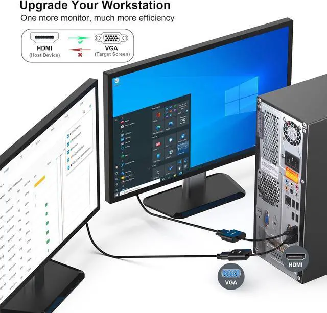 Alt view image 7 of 7 - HDMI to VGA Adapter 5-Pack Computer HDMI to VGA Monitor (Male to Female) Adapter 1080P@60Hz for Computer Desktop Laptop PC Monitor Projector HDTV  Xbox and More