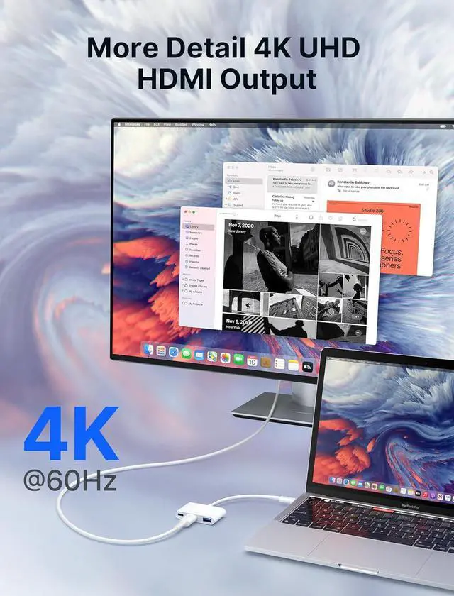 Alt view image 4 of 7 - USB-C to HDMI Adapter Digital AV Multiport 4K@60Hz 3-in-1 100W Charging 5Gbps USB-A 3.0 Type-C Compatible for iPhone 16 Pro/16 Pro Max/16/iPhone 15 Pro Max  S24/23 iPad MacBook