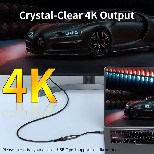 Alt view image 2 of 6 - USB Type C to HDMI Adapter USB C to HDMI 4K Cable [Thunderbolt 3/4] for MacBook Pro/Air 2023 iPhone 15 16 Pro Max  XPS Pixelbook Surface IPad Pro iMac XPS 17 Galaxy S23 and More